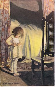 Młoda dziewczyna rozbierająca się, z „Ogrodu Dziecka wersetów” Roberta Louisa Stevensona, opublikowana w 1885 (kolor lito)