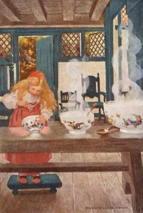 Złotowłosa, czyli trzy niedźwiadki (kolorowa litografia) autorstwa Jessie Willcox Smith
