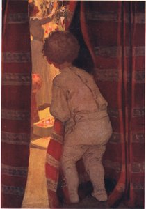 Zakradł się na dół, żeby zajrzeć do salonu (kolor lito) autorstwa Jessie Willcox Smith