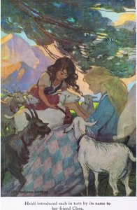 Heidi przedstawiła je po kolei swojej przyjaciółce Clarze, ilustracja z „Heidi” (kolor litho)