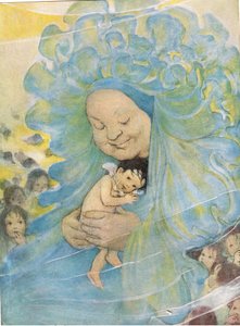 Mrs Doasyouwouldbedoneby, ilustracja do „Wodnych dzieci” wielebnego Charlesa Kingsleya (kolor lito) autorstwa Jessie Willcox Smith