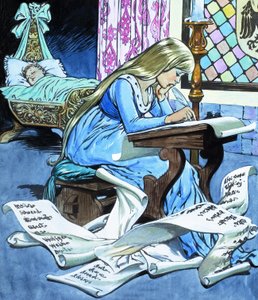 Córka młynarza i jej syn z opowieści o Rumpelstiltskinie autorstwa Jesus Blasco
