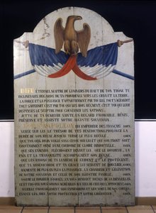 Napis na desce: Modlitwa żydowska po francusku za cesarza Napoleona III. XIX-wieczna Alzacja autorstwa Jewish School