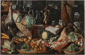 Scena kuchenna z Chrystusem w Emaus autorstwa Joachim Beuckelaer