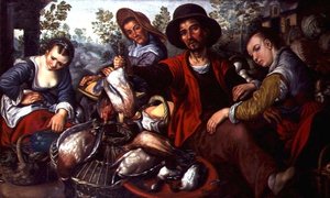 Stoisko z grami (olej na płótnie) autorstwa Joachim Beuckelaer