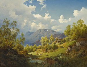Krajobraz, motyw z doliny Numme w Norwegii, 1850