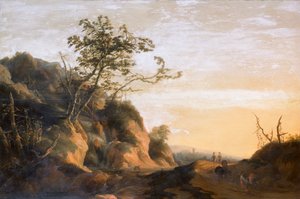 Podróżnicy w pejzażu (olej na płótnie) autorstwa Joachim Govertsz Camphuysen