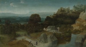 Krajobraz z kuszeniem św. Antoniego Opata autorstwa Joachim Patinir (workshop of)