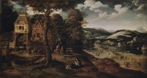 Krajobraz z ucieczką do Egiptu, ok. 1524 autorstwa Joachim Patinir
