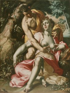 Cephalus i Procris (Śmierć Procris), ok. 1595-1600 (olej na płótnie) autorstwa Joachim Wtewael or Utewael or Wyewael