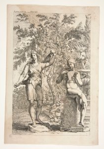 Atalanta i Faun, z starożytnych rzeźb podziwianych autorstwa Joachim von Sandrart