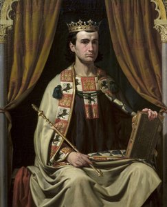 Le roi de Castille Alfons X le sage (Alfonso X el Sabio) (1221-1284) - Portret Alfonsa X (1221-1284), króla Kastylii - obraz Dominguez Becquer, Joaquin (1817-1879) - - Ayuntamiento de Sevilla autorstwa Joachin Dominguez Becquer