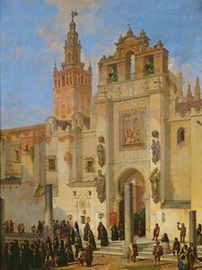 Procesja religijna w Sewilli autorstwa Joachin Dominguez Becquer
