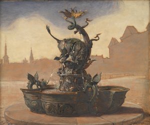 Szkic do Dragespringvandet (Smocza Fontanna) autorstwa Joakim Frederik Skovgaard