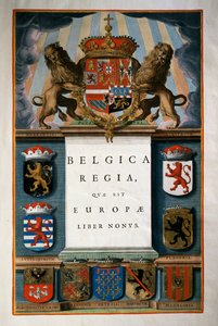 Belgica Regia quae est Europae (Belgia), Księga IX, strona tytułowa Tom IV, Atlas maior, Joan Blaeu (1596-1673), miedzioryt, 57,5x39 cm, Amsterdam autorstwa Joan Blaeu