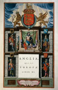 East Anglia quae Europae (Anglia), Księga XI, strona tytułowa Tom V, Atlas maior, Joan Blaeu (1596-1673), miedzioryt, 57,5x39 cm, Amsterdam autorstwa Joan Blaeu