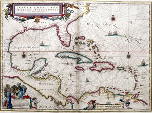 Zatoka Meksykańska i Karaiby, z "Atlasu Ameryk" Blaeu