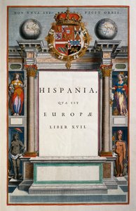 Hispania quae est Europae (Hiszpania), księga XVII, strona tytułowa tom IX, Atlas Maior, Joan Blaeu (1596-1673), miedzioryt, 57,5x39 cm, Amsterdam autorstwa Joan Blaeu