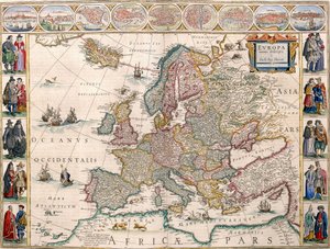 Mapa Europy z atlasu Blaeu autorstwa Joan Blaeu