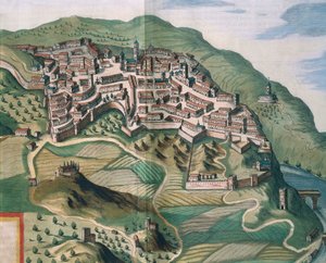 Mapa Narni, z Theatrum civitatum et admirandorum Italiae autorstwa Joana Blaeu, rycina autorstwa Joan Blaeu
