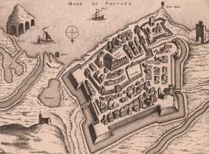 Mapa Nettuno, Lacjum, Włochy, miedzioryt, ok. 248x198 cm autorstwa Joan Blaeu