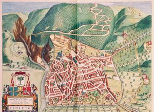 Mapa Spoleto z Theatrum civitatum et admirandorum Italiae, rycina Joan Blaeu