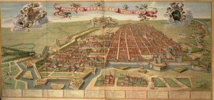 Mapa Turynu, rycina z Theatrum Sabaudiae autorstwa Joana Blaeu, wydrukowana we Włoszech autorstwa Joan Blaeu