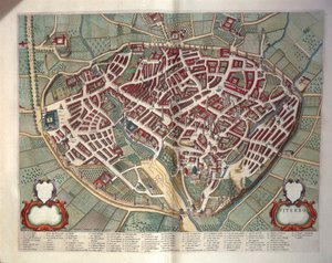 Mapa Viterbo z teatru miast i cudów Włoch, Joan Blaeu, rycina autorstwa Joan Blaeu