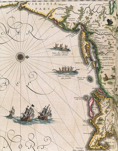 Mapa wybrzeża Wirginii, z Theatrum Orbis Terrarum autorstwa Joana Blaeu autorstwa Joan Blaeu