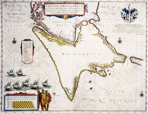 Tabula Magellanica: mapa Cieśniny Magellana autorstwa Joan Blaeu