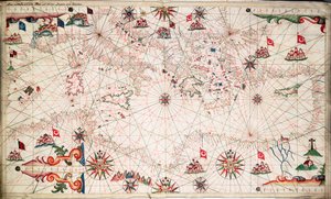 Mapa Morza Śródziemnego, ok. 1640 r. (pergamin) autorstwa Joan Oliva