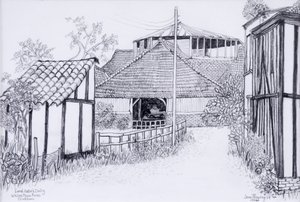 Nabiał Lord Astors, gospodarstwo White Place, Cookham 2012, ołówek autorstwa Joan Thewsey
