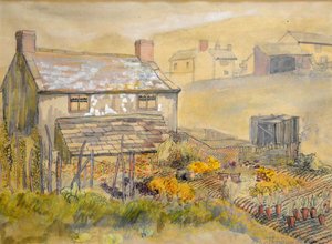 Domek Moorland,2014 (pióro, tusz i akwarela) autorstwa Joan Thewsey