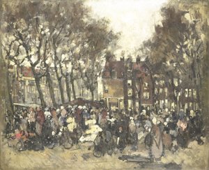 Noordermarkt w Amsterdamie autorstwa Joannes Barnardus Antonius Maria Westerwoudt