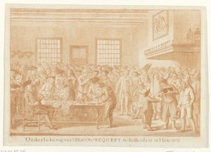 Podpisanie wniosku Brandewijna w Rotterdamie, 1785 Podpisanie Brand.W. Prośba w Rotterdamie w 