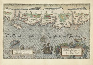 Mapa wybrzeża południowej Anglii pomiędzy Isle of Wight i Dover