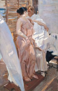Różowa szata. Po kąpieli autorstwa Joaquín Sorolla