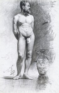 Akademicki akt męski z grecką urną, 1883