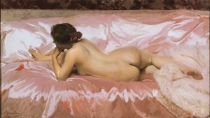 Naga kobieta. Obraz Joaquina SOROLLI (1863-1923)