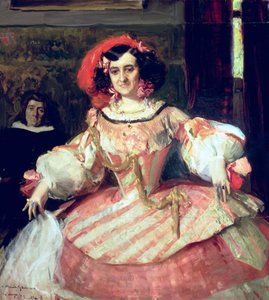 Portret Marii Guerrero, aktorki i reżyserki Teatro Espanol w Madrycie autorstwa Joaquín Sorolla