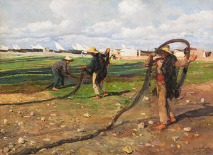 Ciągnięcie sieci rybackich autorstwa Joaquin Sorolla y Bastida