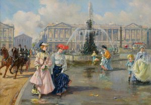 Place de la Concorde, ok. 1872 (olej na płótnie) autorstwa Joaquín Pallarés Allustante
