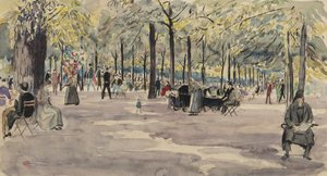 Ogrody Tuileries, Paryż, ok. 1925 (atrament i toaleta na papierze)