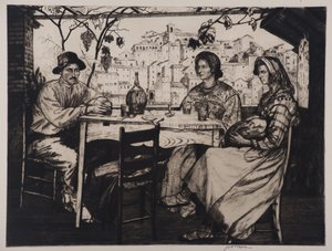 Una Trattoria, 1928 (akwaforta i sucha igła)