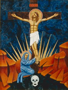 Ukrzyżowanie, 2005 (tempera jajowa i 24-karatowe złoto na drewnie)