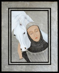 Joan Gathers Strength, 2017 (tempera jajowa i srebro na drewnie)