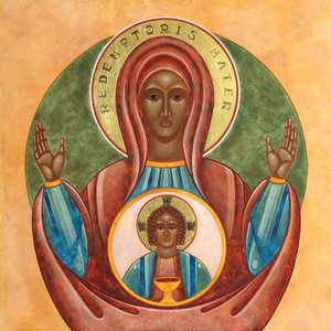 Redemptoris Mater, 2010 (tempera jajowa i 24-karatowe złoto na drewnie) autorstwa Jodi Simmons