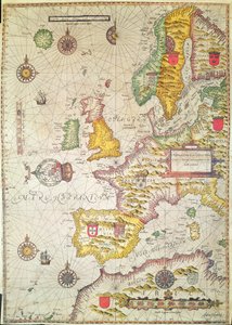 A Ogólna opieka i opis wybrzeży morskich Europy i nawigacji w tej księdze zawartej (ręcznie kolorowane grawerowanie) autorstwa Jodocus Hondius