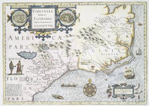Nowy opis prowincji Virginia i Floryda w Ameryce, 1636 autorstwa Jodocus Hondius