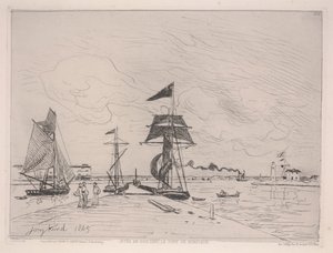 Drewniane molo w porcie Honfleur autorstwa Johan Barthold Jongkind